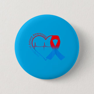 Peripheral Artery Disease Heart Red Blue Ribbon Button