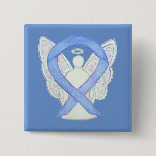 Periwinkle Angel Awareness Ribbon Custom Art Butto Button