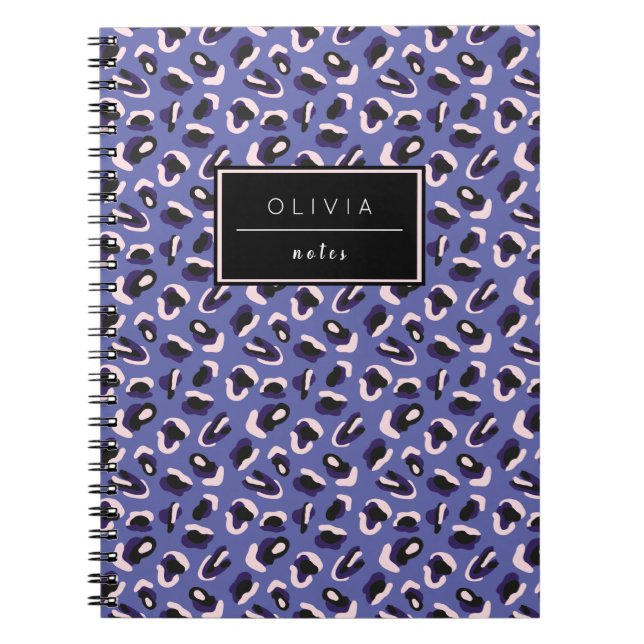 Periwinkle Animal Print Named Notebook Notizblock (Vorderseite)