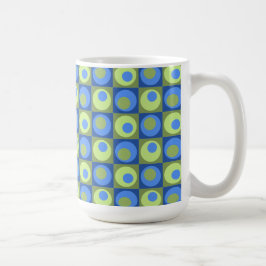 Periwinkle Blau Grüner Platz Dot Geometrisches Mus Kaffeetasse
