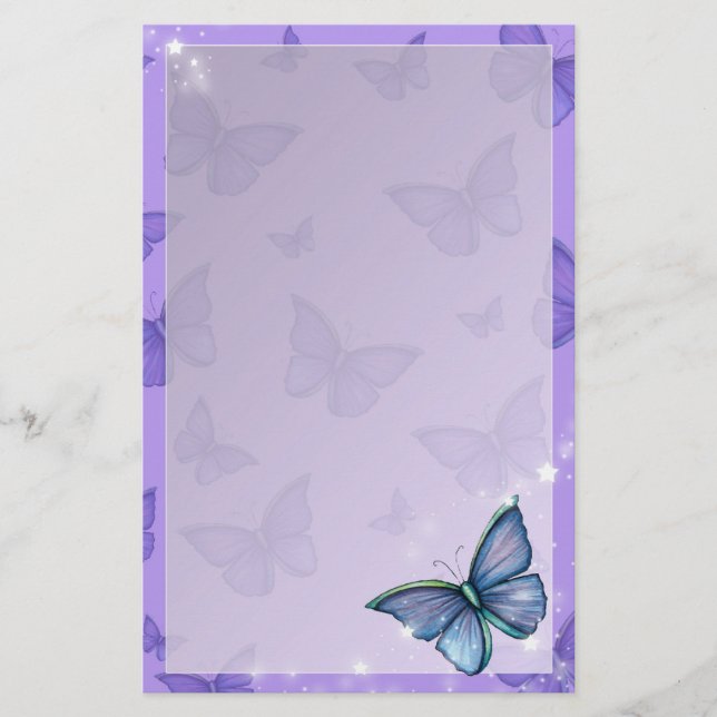 Periwinkle Blue Butterfly Fantasy Art Briefpapier (Vorderseite)