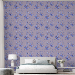 Periwinkle Blue Butterfly Flutter Lavender Grau Tapete