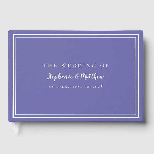 Periwinkle Blue Chic Simple Modern Wedding Elegant Gästebuch (Vorderseite)