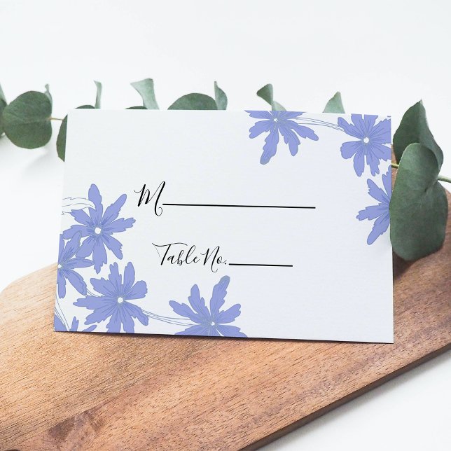 Periwinkle Blue Daisies Wedding Platzkarten (Von Creator hochgeladen)