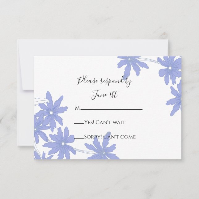 Periwinkle Blue Daisies Wedding RSVP Response Card (Vorderseite)