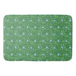 Periwinkle Blue Dark Green Country Stil Floral Badematte