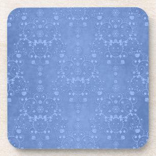 Periwinkle Blue Extravagant Floral Damask Muster Getränkeuntersetzer