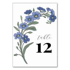 Periwinkle Blue Floral Moderne Hochzeit Tischnummer