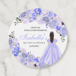 Periwinkle Blue Floral Quinceanera Circle Favor Ta Geschenkanhänger