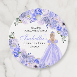 Periwinkle Blue Floral Quinceanera Geschenkanhänger