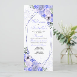 Periwinkle Blue Floral Quinceanera Programm