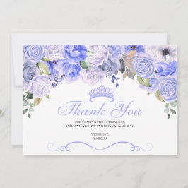 Periwinkle Blue Floral Quinceanera Vielen Dank Dankeskarte