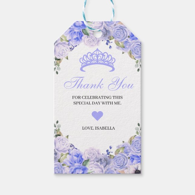 Periwinkle Blue Floral Vielen Dank Geschenkanhänger (Vorderseite)