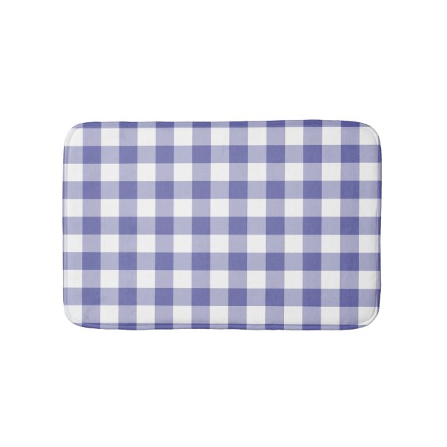 Periwinkle Blue Gingham Karo Modernes Muster Badematte (Vorderseite)
