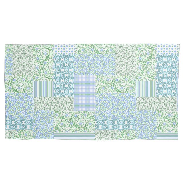 Periwinkle Blue Green Imitats Muster Kissenbezug (Vorderseite-Links)