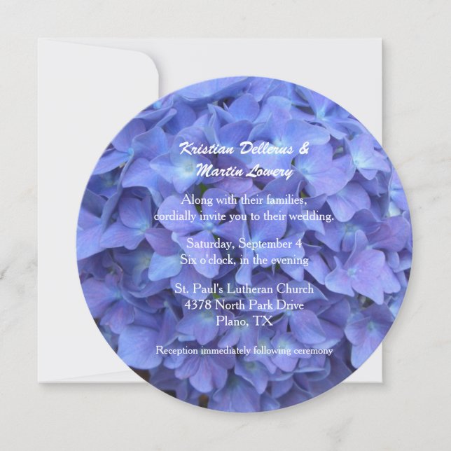 Periwinkle Blue Hydrangea Hochzeit Einladung (Vorderseite)