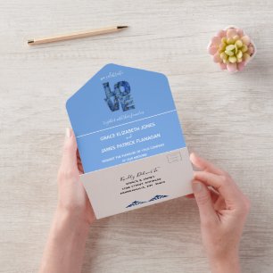 Periwinkle Blue Hydrangeas Wedding All In One Einladung