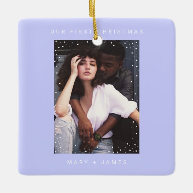 Periwinkle Blue Modernes, fröhliches und Verheirat Keramikornament (Vorderseite)