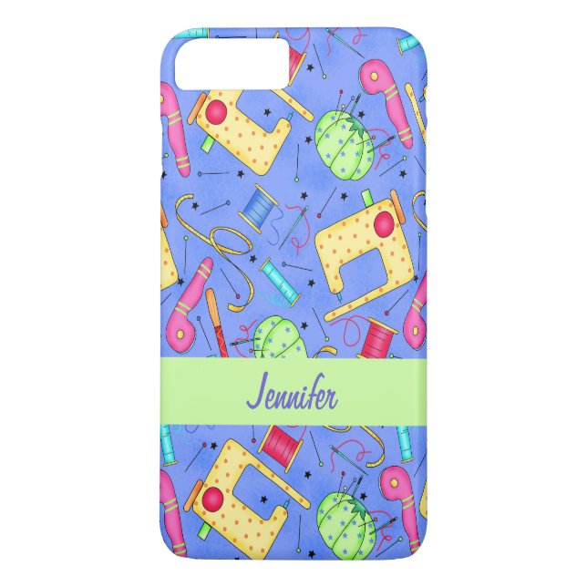 Periwinkle Blue Sewing Nows Name Personalisiert Case-Mate iPhone Hülle (Rückseite)