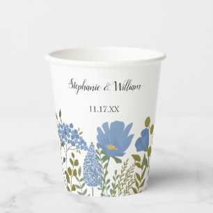 Periwinkle Blue Spring Floral Wedding Personalisie Pappbecher