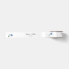 Periwinkle Blue Spring Floral Wedding Personalisie Satinband