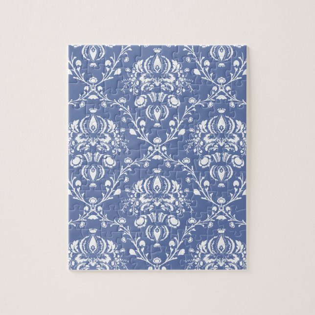 Periwinkle Blue und White Damask (Vertikal)