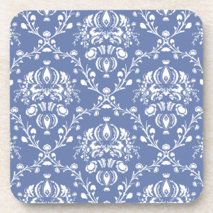 Periwinkle Blue und White Damask Untersetzer