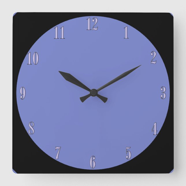 Periwinkle Blue Wall Clock Quadratische Wanduhr (Vorderseite)