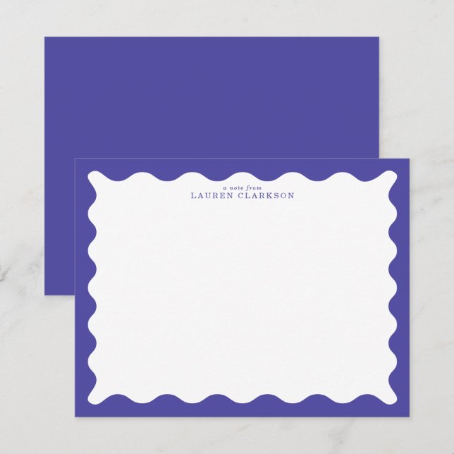 Periwinkle Blue Wavy Frame Note Card Einladung (Vorne/Hinten)