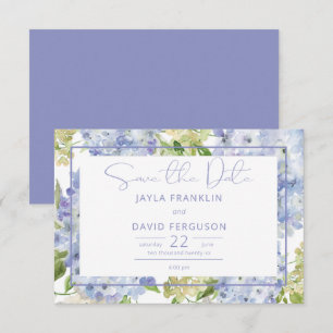 Periwinkle Blue White Hydrangea Wedding Save The Date