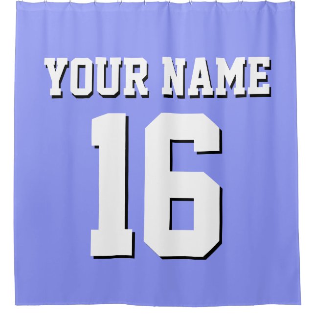 Periwinkle Blue White Sports Jersey Team Jersey Duschvorhang (Vorderseite)