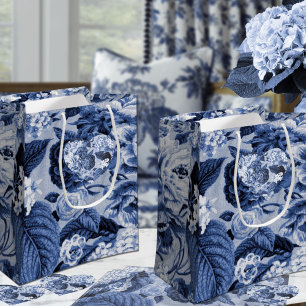 Periwinkle Blue & White Vintag Botanische Blüte Kleine Geschenktüte