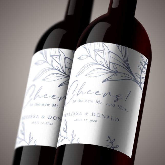 Periwinkle Blume Boho Wedding Weinetikett (Von Creator hochgeladen)