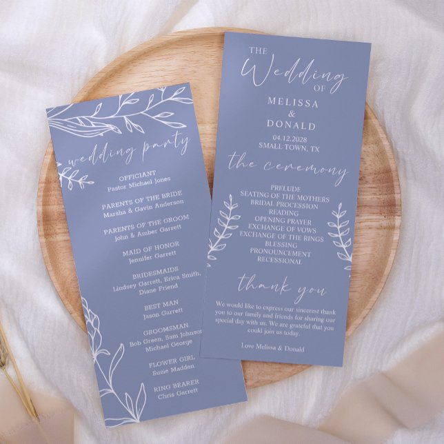 Periwinkle Blume Simple Wedding Programm (Von Creator hochgeladen)