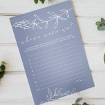 Periwinkle Blume spielen, wo wir waren Flyer<br><div class="desc">Periwinkle Blume Brautparty Game. In unserem Zazzle-Shop finden Sie passende Artikel,  um Ihre Veranstaltungskollektion abzuschließen!</div>