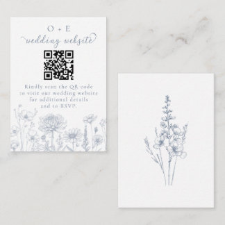 Periwinkle Botanical Wedding Website QR Code  Begleitkarte