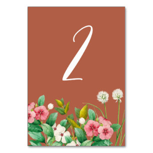 Periwinkle Burnt Orange Terracotta Wedding Tischnummer