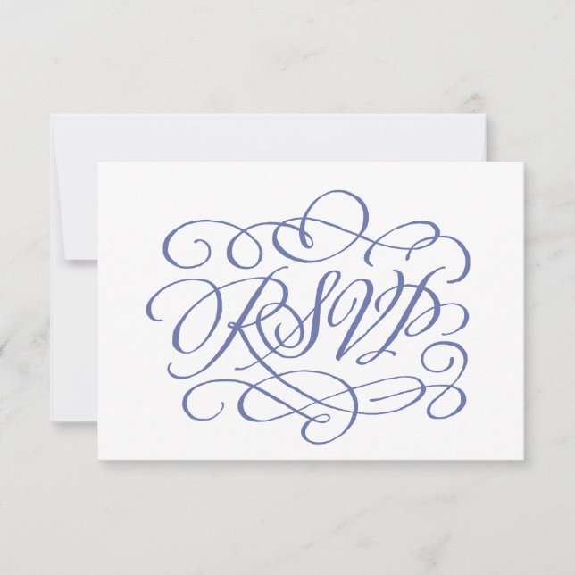 Periwinkle Calligraphy Wedding Meals RSVP Card Karte (Vorderseite)