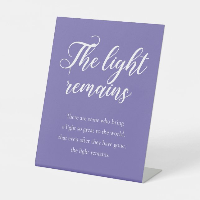 Periwinkle Das Licht bleibt Gedenkfeier Sockelschild (Vorderseite)