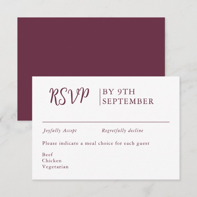 Periwinkle Decorative Hochzeitkalligrafie RSVP Karte (Vorne/Hinten)