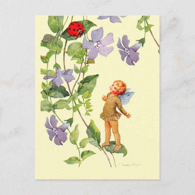 Periwinkle Elf und Ladybug Postkarte (Vorderseite)