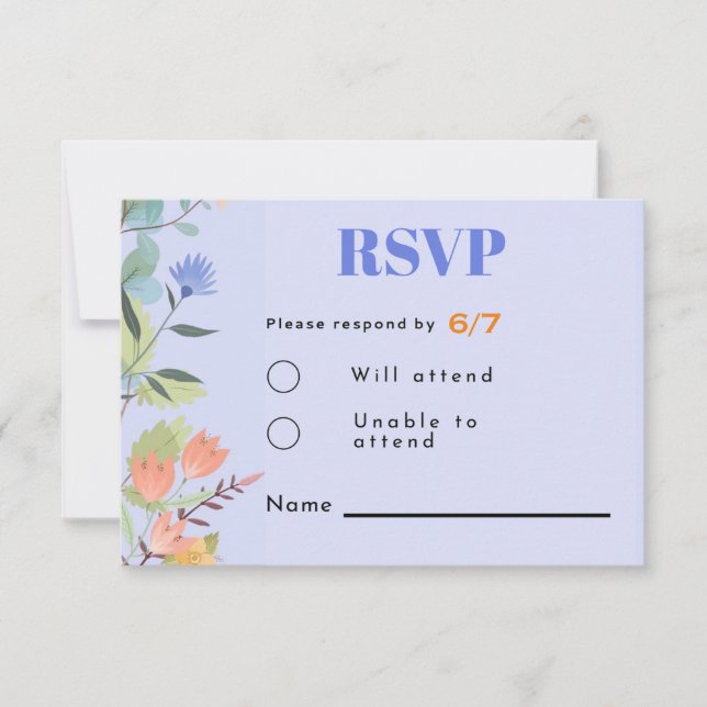 Periwinkle floral 3,5" x 5" Response Card RSVP Karte (Vorderseite)