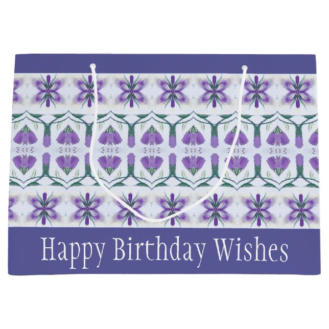 Periwinkle Floral Accented Große Geschenktüte (Vorderseite)