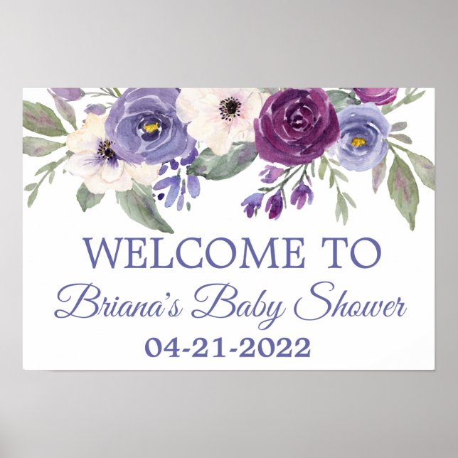 Periwinkle Fuchsia Babydusche Begrüßung Poster (Vorne)