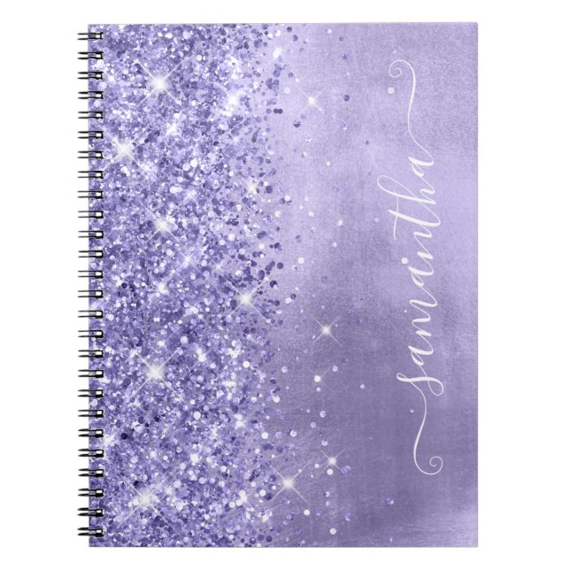 Periwinkle Glitzer Lavender Blue Girly Signature Notizblock (Vorderseite)