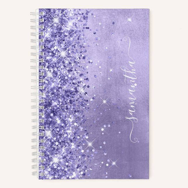Periwinkle Glitzer Lavender Blue Girly Signature Notizbuch (Vorderseite)