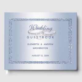 Periwinkle Glitzer & Silver Wedding Rings Gästebuch