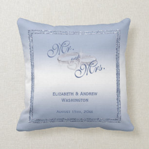 Periwinkle Glitzer & Silver Wedding Rings Kissen