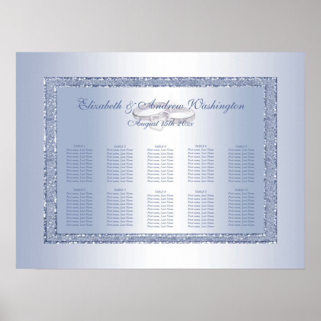 Periwinkle Glitzer & Silver Wedding Rings Poster (Vorne)
