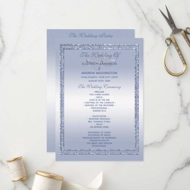 Periwinkle Glitzer & Silver Wedding Rings Programm (Vorderseite/Rückseite Beispiel)